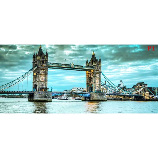 Photo mural the Tower bridge London in turquoise and purple color