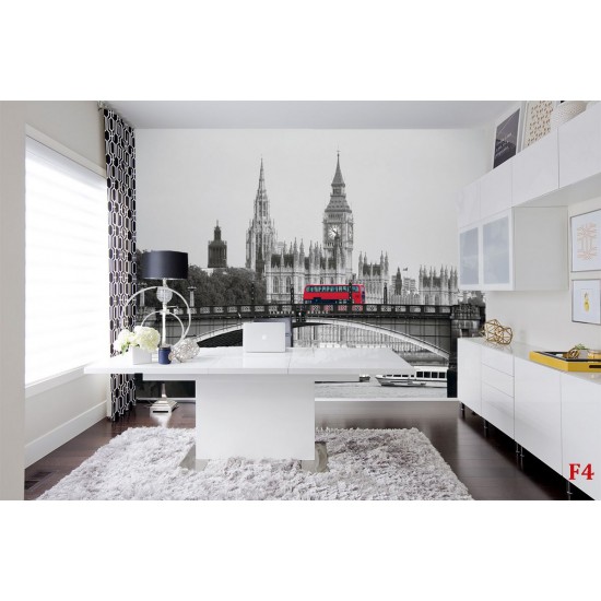 Wall murals Llondon view with a bridge and a red bus Wall murals Llondon view with a bridge and a red bus