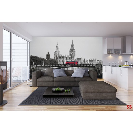 Wall murals Llondon view with a bridge and a red bus Wall murals Llondon view with a bridge and a red bus