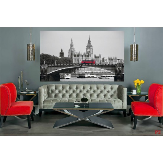 Wall murals Llondon view with a bridge and a red bus Wall murals Llondon view with a bridge and a red bus