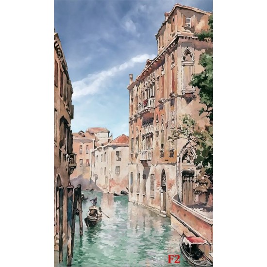 Wallpapers mural Venice view with gondola painted picture Wallpapers mural Venice view with gondola painted picture