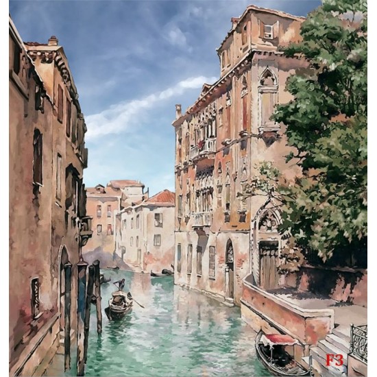 Wallpapers mural Venice view with gondola painted picture Wallpapers mural Venice view with gondola painted picture
