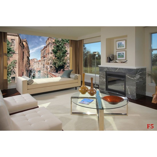 Wallpapers mural Venice view with gondola painted picture Wallpapers mural Venice view with gondola painted picture