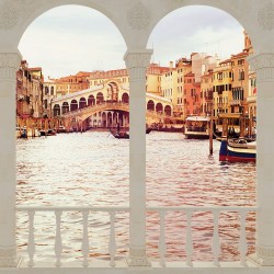 Wallpapers mural view Rialto Bridge Venice with and without columns