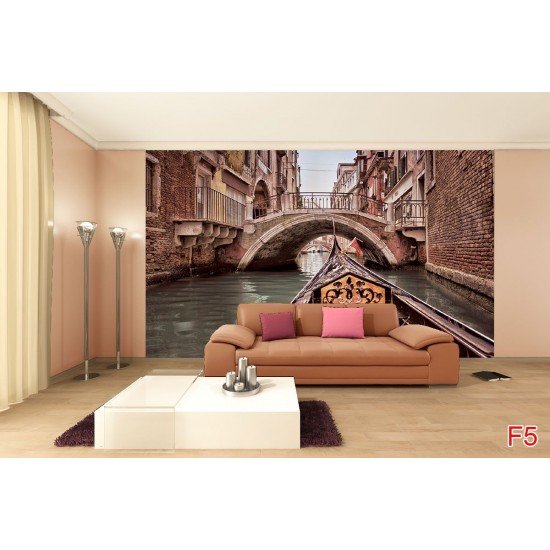 Wallpapers mural beautiful venetian bridge with a gondola