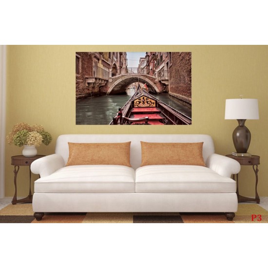 Wallpapers mural beautiful venetian bridge with a gondola