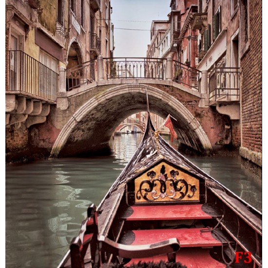 Wallpapers mural beautiful venetian bridge with a gondola