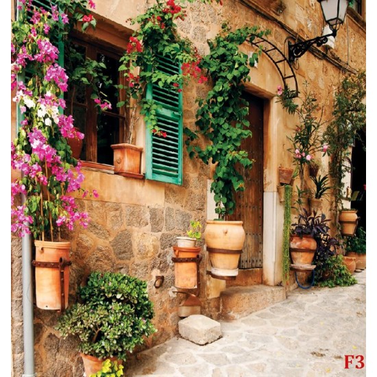 Wallpapers mural retro street with beautiful flowers 2