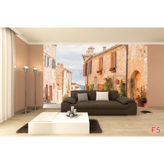 Wallpapers mural retro street with beautiful flowers 3 Wallpapers mural retro street with beautiful flowers 3