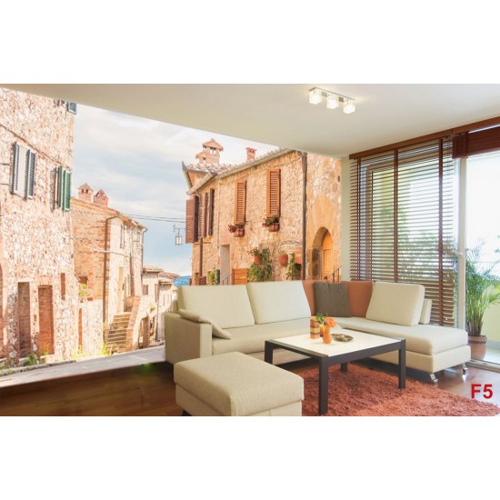 Wallpapers mural retro street with beautiful flowers 3 Wallpapers mural retro street with beautiful flowers 3
