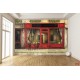 Wallpapers mural retro facade of shops painted red