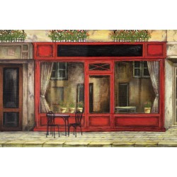 Wallpapers mural retro facade of shops painted red Wallpapers mural retro facade of shops painted red