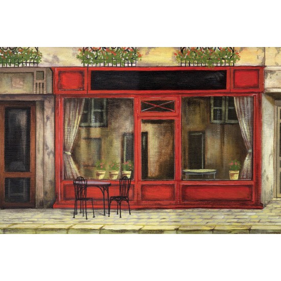 Wallpapers mural retro facade of shops painted red