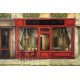 Wallpapers mural retro facade of shops painted red