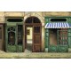 Wallpapers mural retro facade of shops painted green Wallpapers mural retro facade of shops painted green