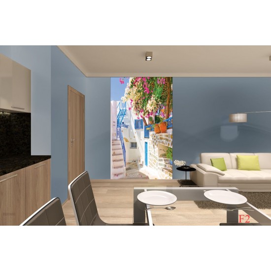 Wall murals Santorini street with flowers Wall murals Santorini street with flowers