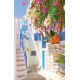 Wall murals Santorini street with flowers Wall murals Santorini street with flowers