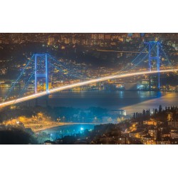 Photo mural night view of the Bosphorus Bridge in Istanbul Photo mural night view of the Bosphorus Bridge in Istanbul