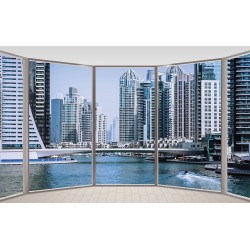 Wallpapers panoramic view window oval sunny Dubai