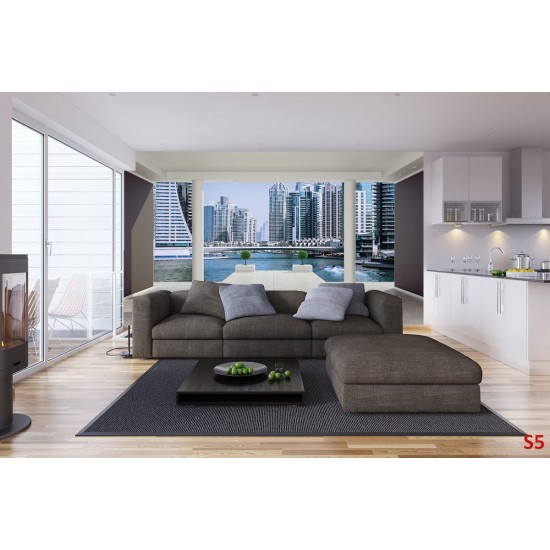 Wallpapers room with columns overlooking Dubai sun