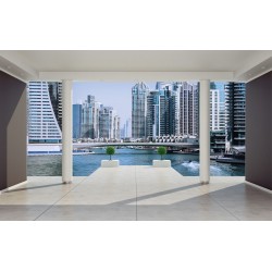 Wallpapers room with columns overlooking Dubai sun