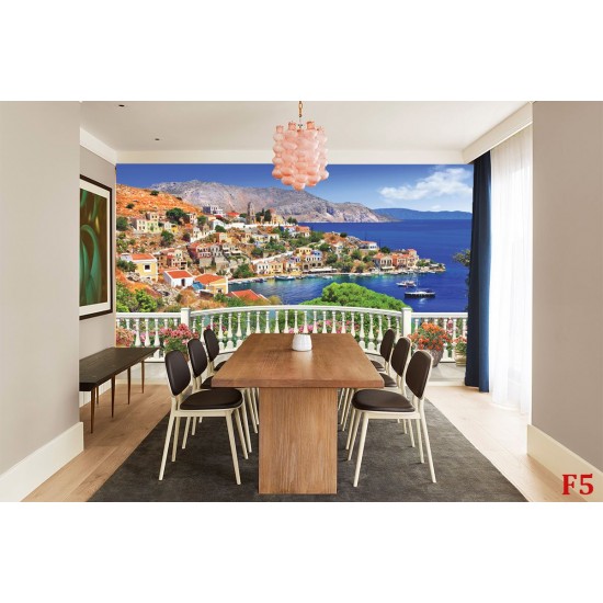 Wallpapers 3d Greek sea views over railing Wallpapers 3d Greek sea views over railing