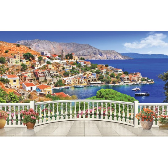 Wallpapers 3d Greek sea views over railing Wallpapers 3d Greek sea views over railing