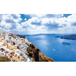 Photo murals wonderful panorama Santorini of white houses and sea