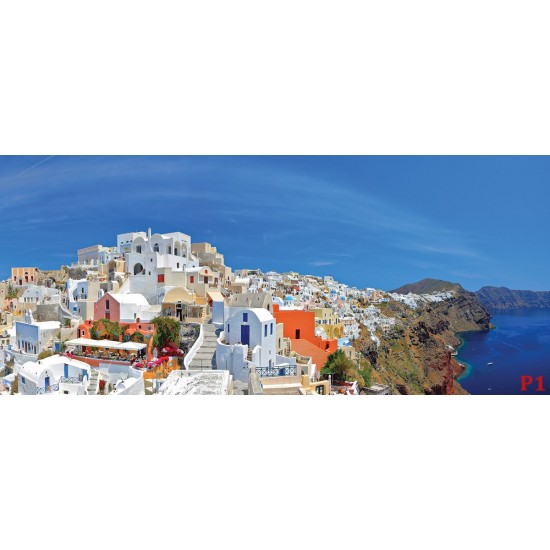 Wallpapers mural panoramic view of Santorini island Wallpapers mural panoramic view of Santorini island