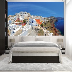 Wallpapers mural panoramic view of Santorini island