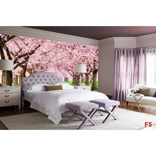 Wall mural lawn with wonderful pink trees