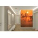 Wall mural orange forest at sunset
