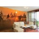 Wall mural orange forest at sunset