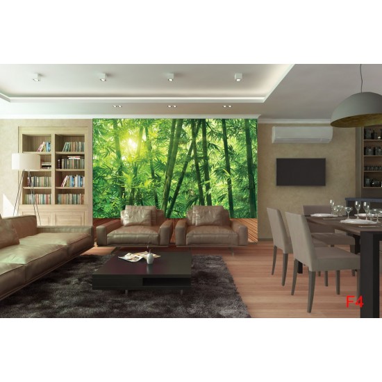 Wall murals bamboo forest with a wooden platform