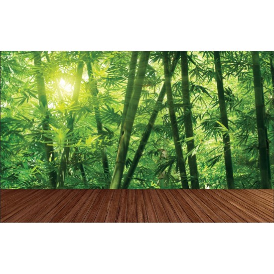 Wall murals bamboo forest with a wooden platform