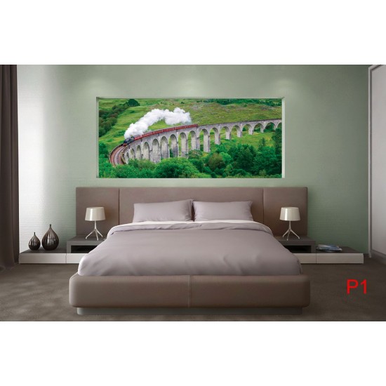 Wallpapers mural beautiful view with a train and a bridge Wallpapers mural beautiful view with a train and a bridge