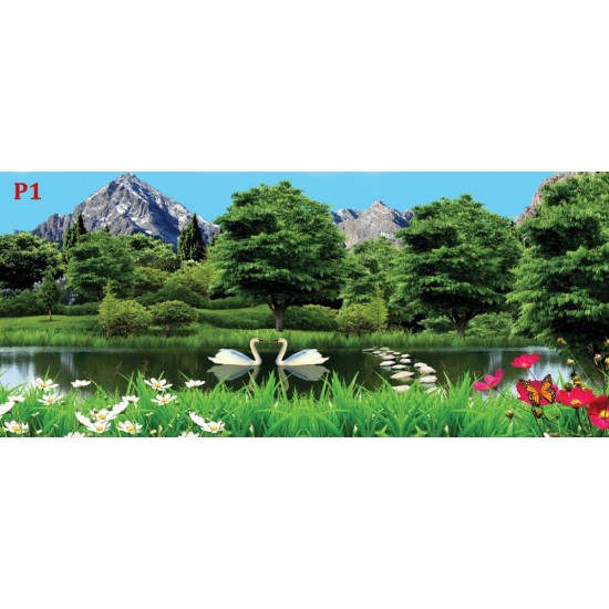 Wallpapers 3D view of lake and swans Wallpapers 3D view of lake and swans