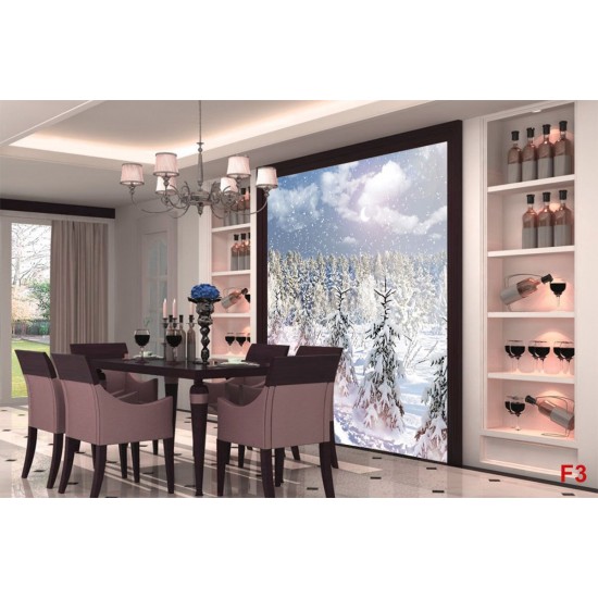 Wall mural winter landscape with pine trees