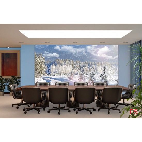 Wall mural winter landscape with pine trees