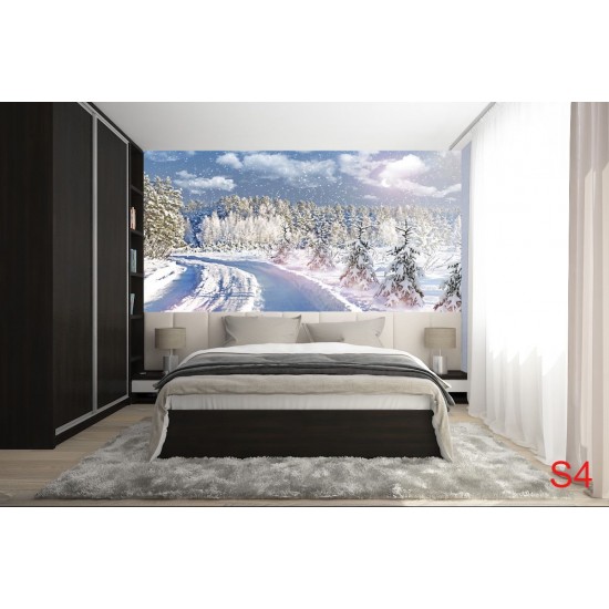 Wall mural winter landscape with pine trees