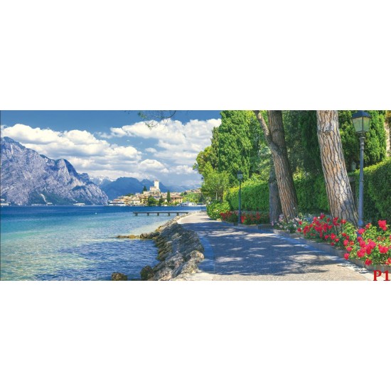 Wallpapers beautiful alley with flowers near lake