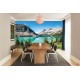 Wall mural Mountains overlooking the lake with pine trees Wall mural Mountains overlooking the lake with pine trees