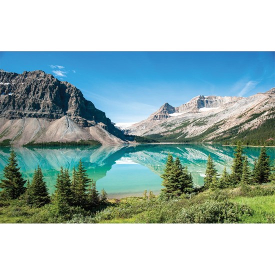 Wall mural Mountains overlooking the lake with pine trees Wall mural Mountains overlooking the lake with pine trees