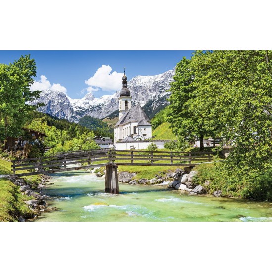 Wallpapers mural Alps beautiful mountain view and church Wallpapers mural Alps beautiful mountain view and church