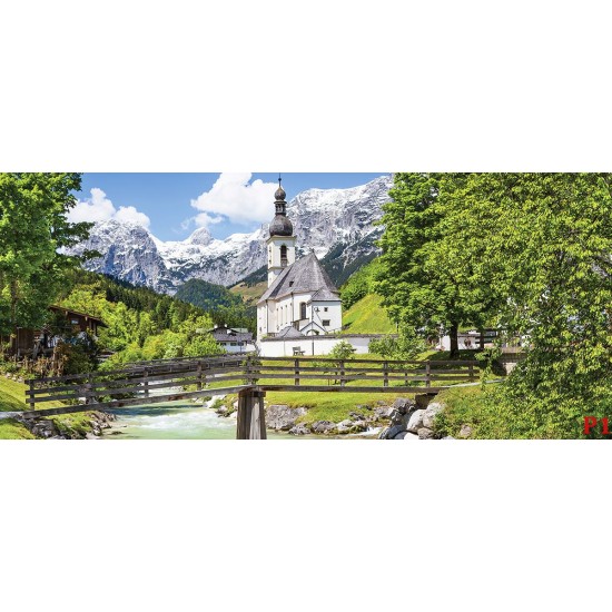 Wallpapers mural Alps beautiful mountain view and church Wallpapers mural Alps beautiful mountain view and church