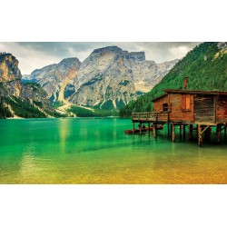 Wallpapers mural View lake with wooden house