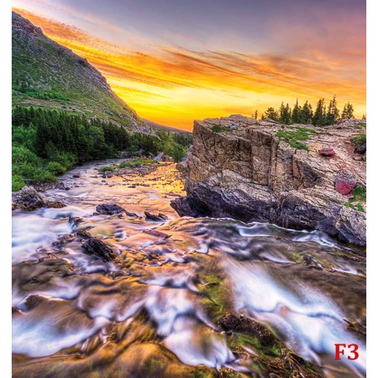 Wallpapers mountain river with effects at sunset