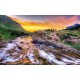 Wallpapers mountain river with effects at sunset