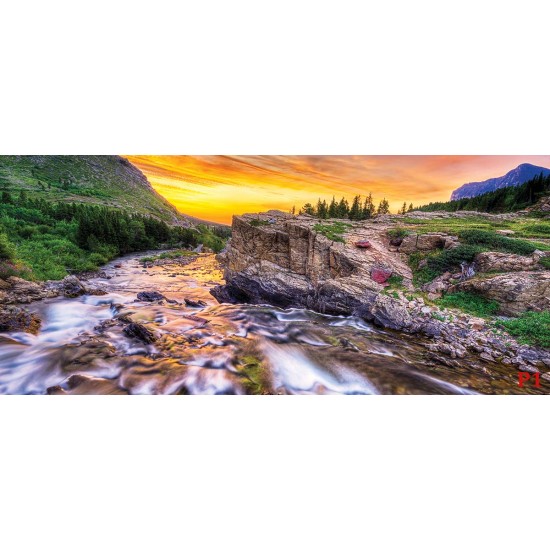 Wallpapers mountain river with effects at sunset