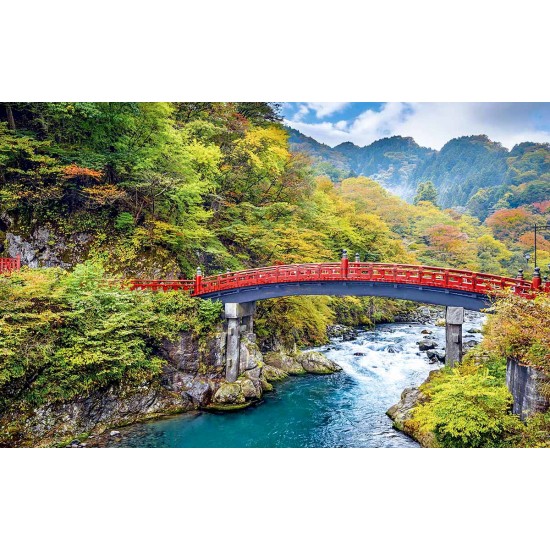 Wallpapers mountain landscape with red bridge over the river Wallpapers mountain landscape with red bridge over the river